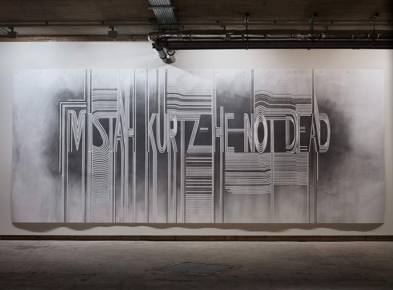 © Fiona Banner Mistah Kurtz - He Not Dead, 2015 Graphite on paper 235 x 573 x 0.2 cm