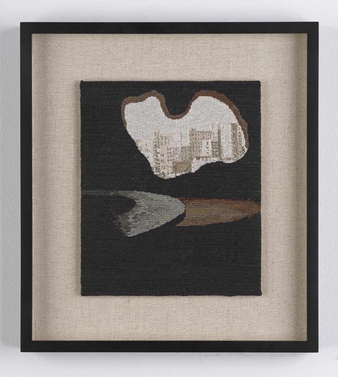 Narelle Jubelin, As yet untitled (Lina Bo Bardi, 1987), 2014, cotton on silk petit point, 37 × 33cm, framed. © the artist, Courtesy of Marlborough Contemporary, London. Photo: Francis Ware.