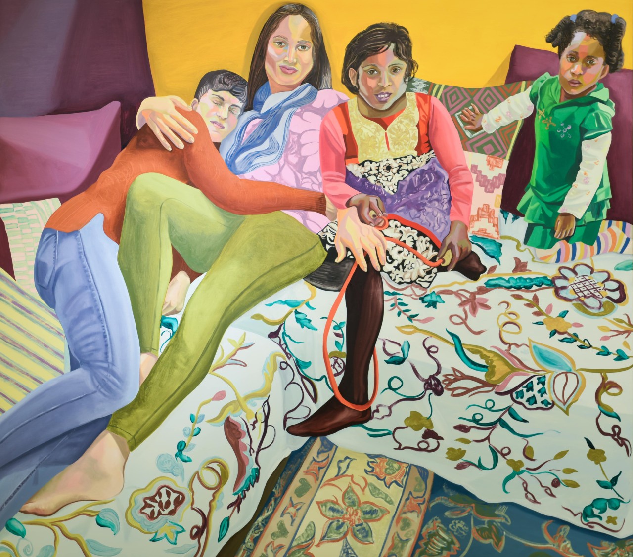 Aliza Nisenbaum, 'Susan, Aarti, Keerthana and Princess, Sunday in Brooklyn', 2018. Image courtesy the artist and Mary Mary, Glasgow