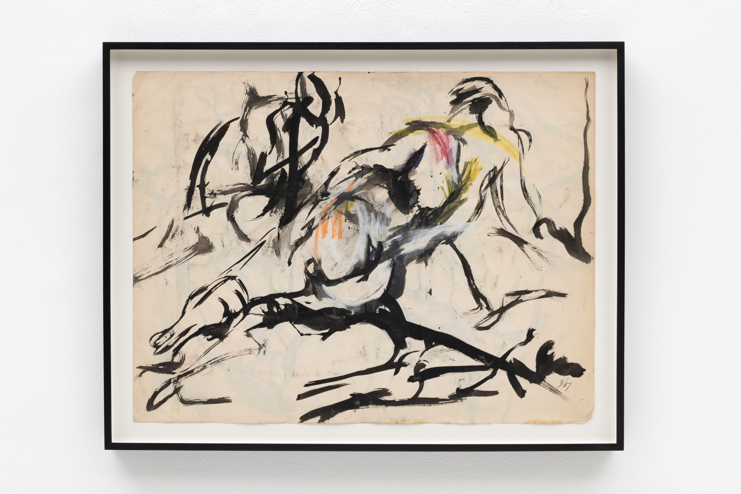 Carolee Schneemann, Action Drawing II, 1957, Ink and crayon on paper, Framed 55.7 x 71 x 3.9 cm, 21 7_8 x 28 x 1 1_2 in, C_SCH0248, Photo by Charlie Littlewood