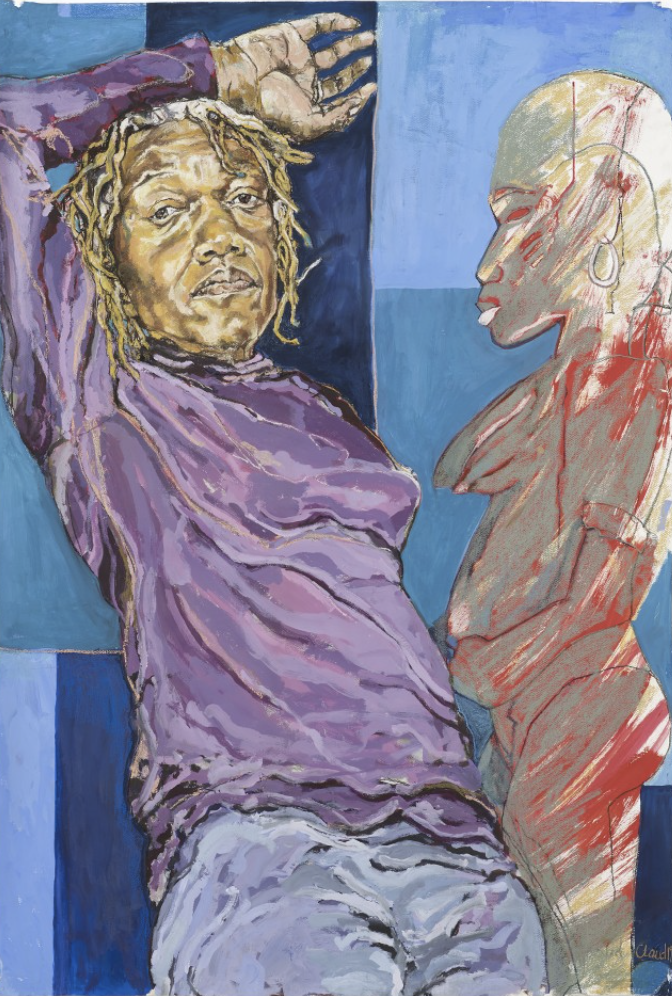 Claudette Johnson, Figure with Figurine, 2019. Painting. 