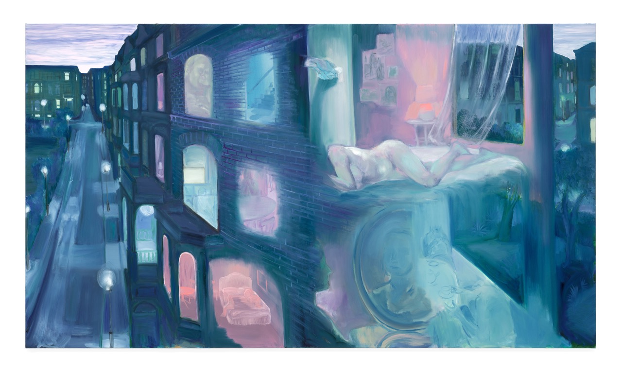 Laura Footes, Bina Gardens, 2024, Oil on canvas, 170 x 300 cm, courtesy of the artist and Carl Freedman Gallery