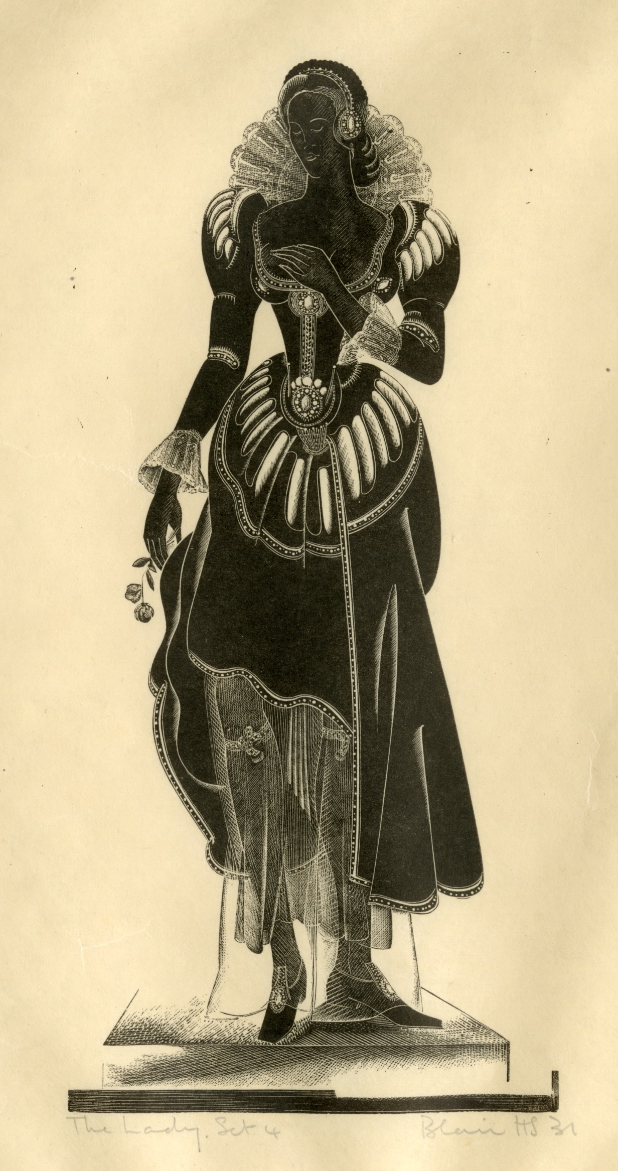 Woman holding a rose (Illustration to John Milton's Comus) (1931)