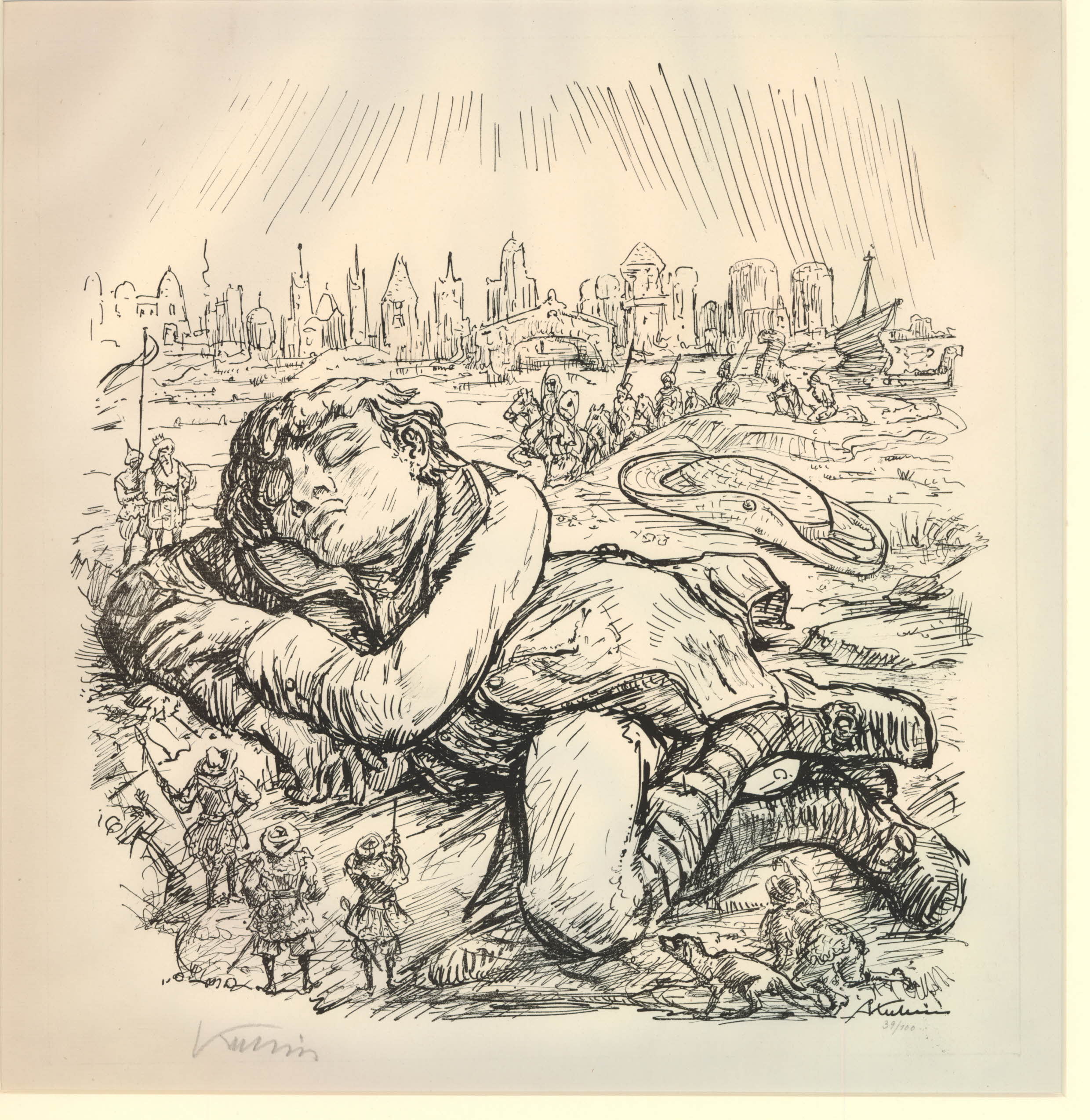 Figure of a giant sleeping (Illustration to Gulliver's Travels, ?) (1939)