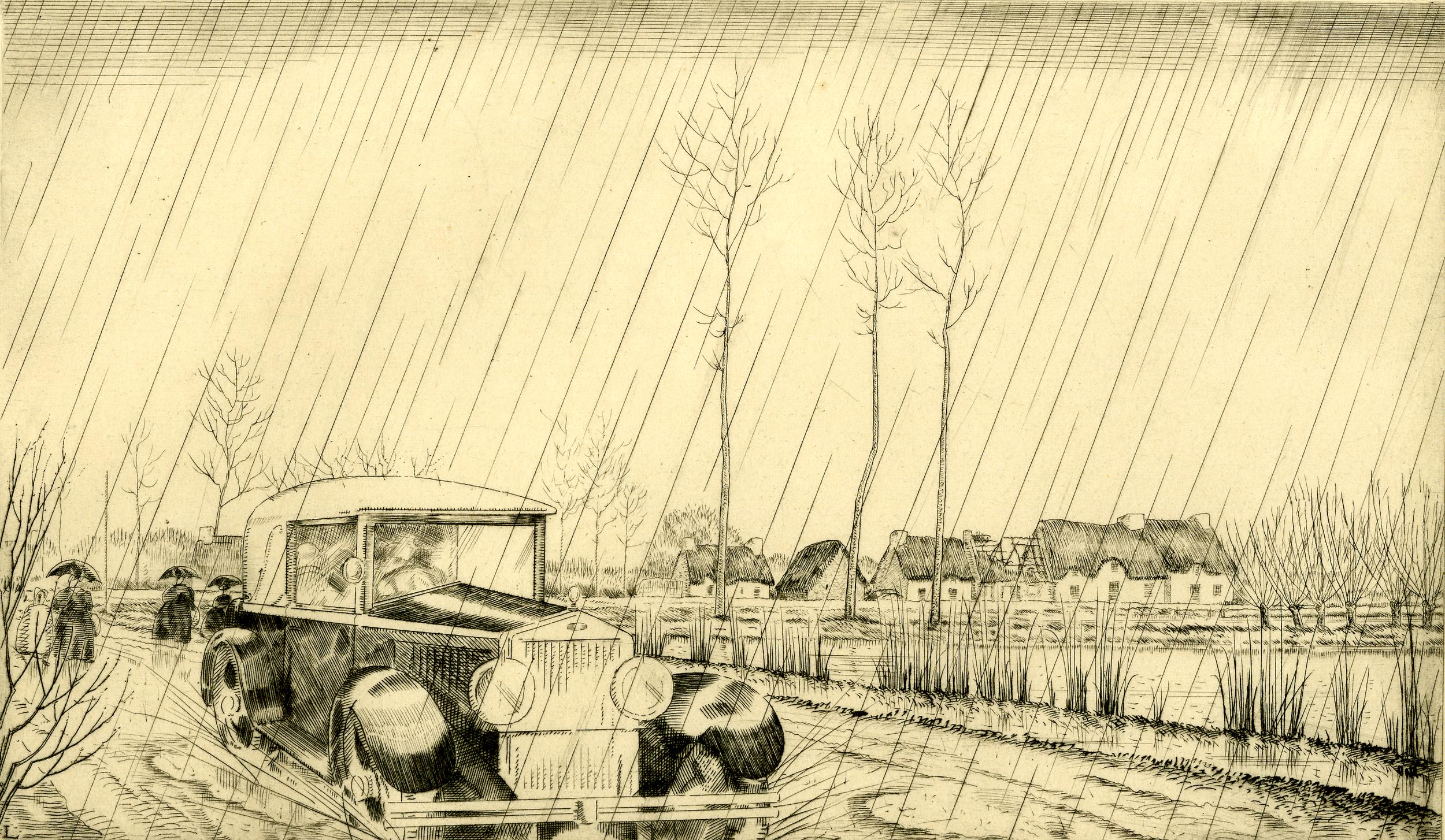 L'auto sous la pluie (grande planche) (1932)