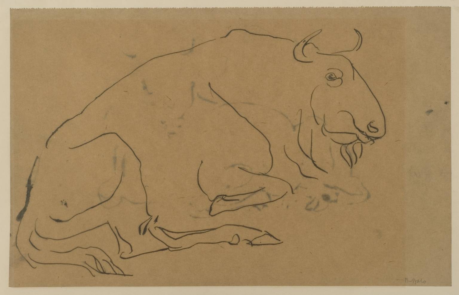 Verso: Traces of Sketch of Bison (circa 1912-13)