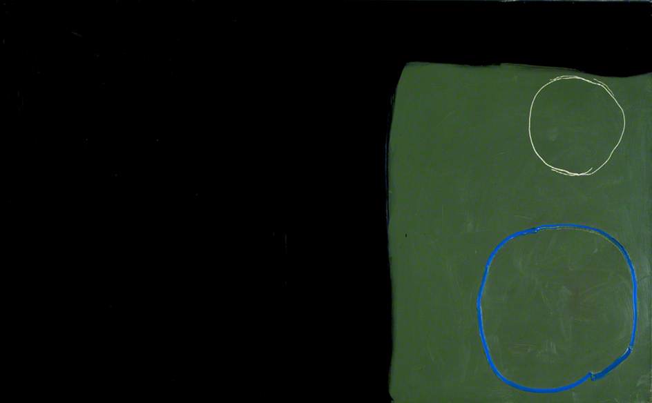 Black and Dull Green with Two Circles (1962)