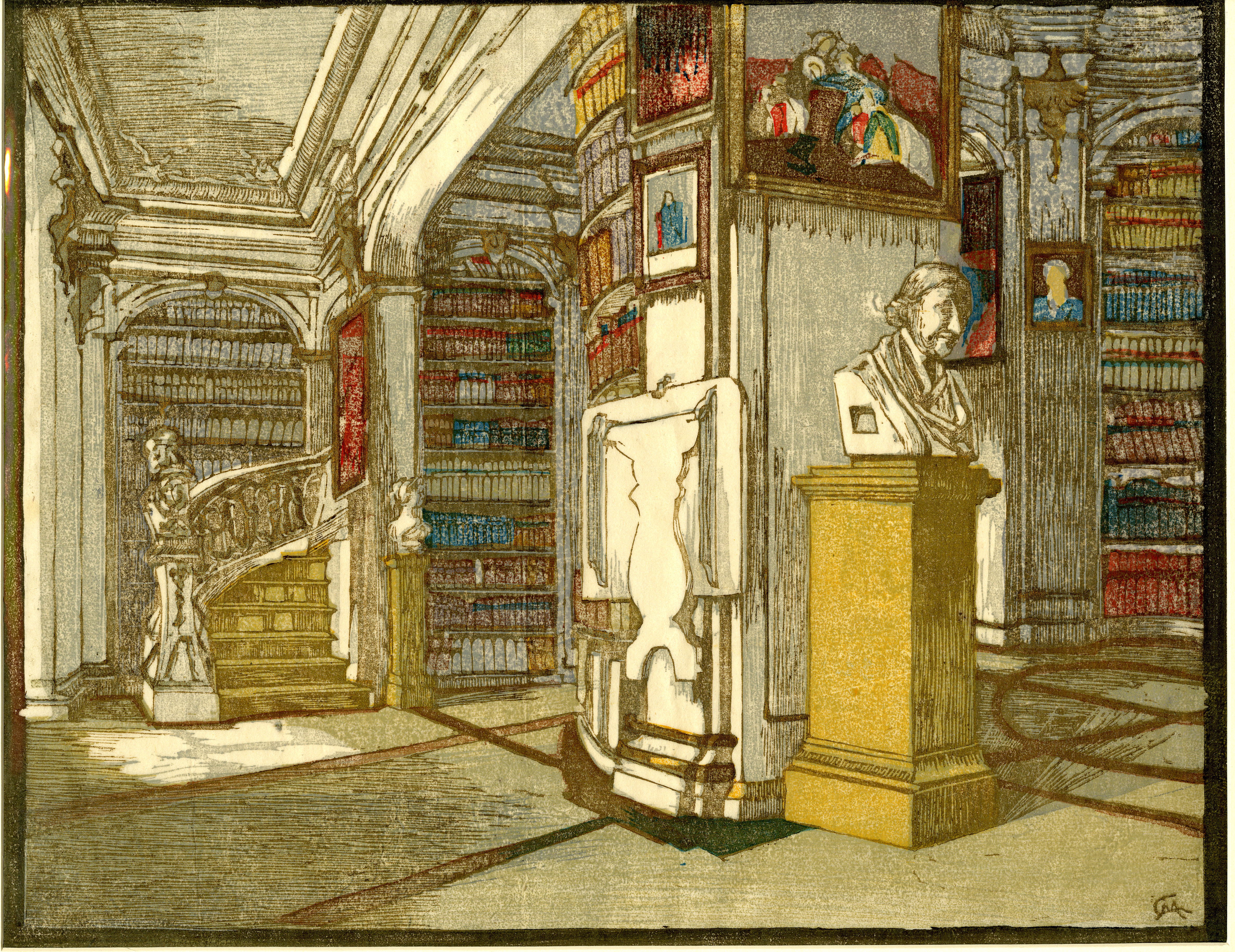 Interior of library at Weimar (circa 1926)