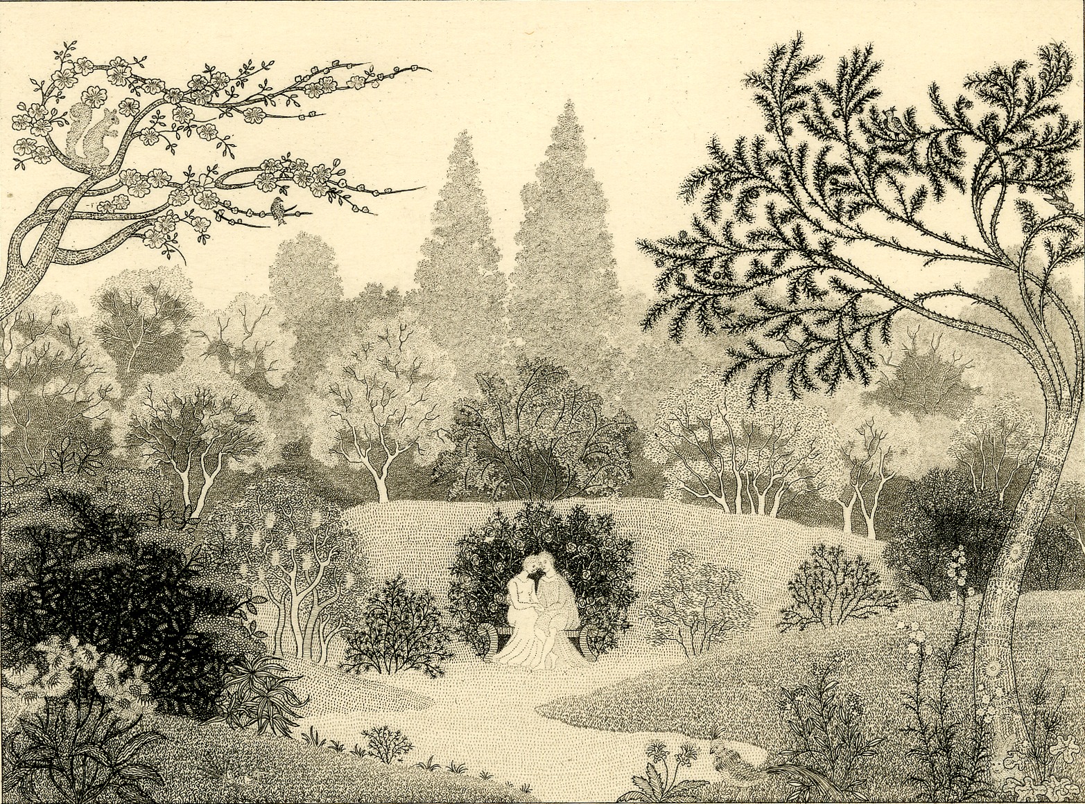 Country Landscape with Trees and a Couple seated (circa 1931)