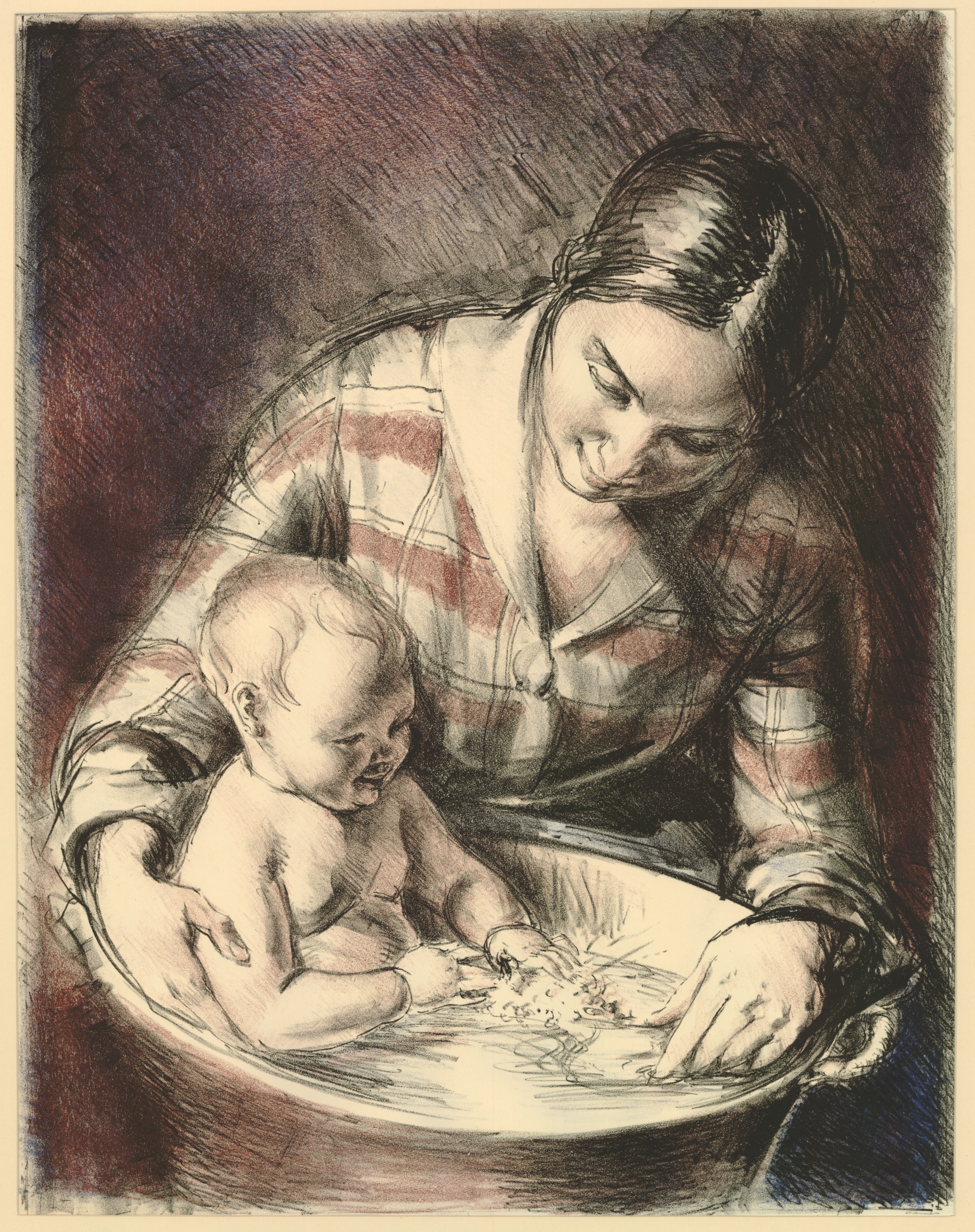 Mother bathing a child (1926)