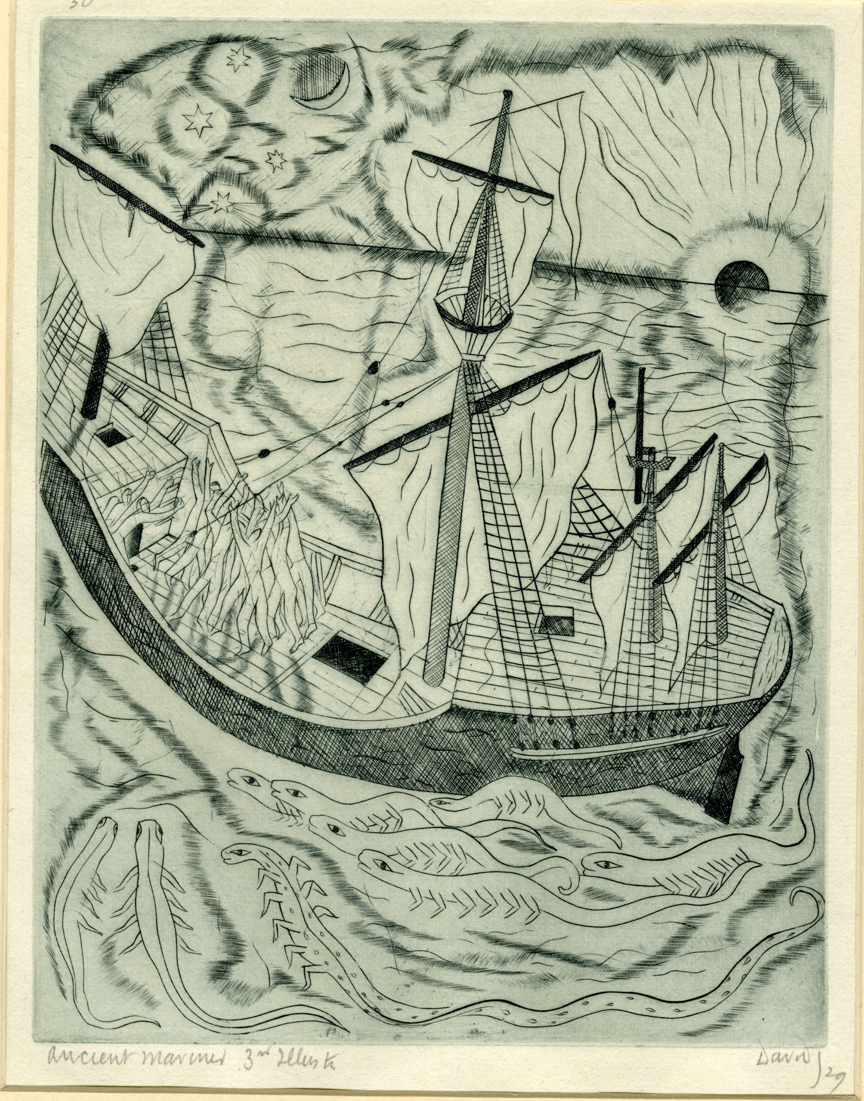 The death fires (Illustration to Coleridge's The Ancient Mariner series, plate 3) (1929)