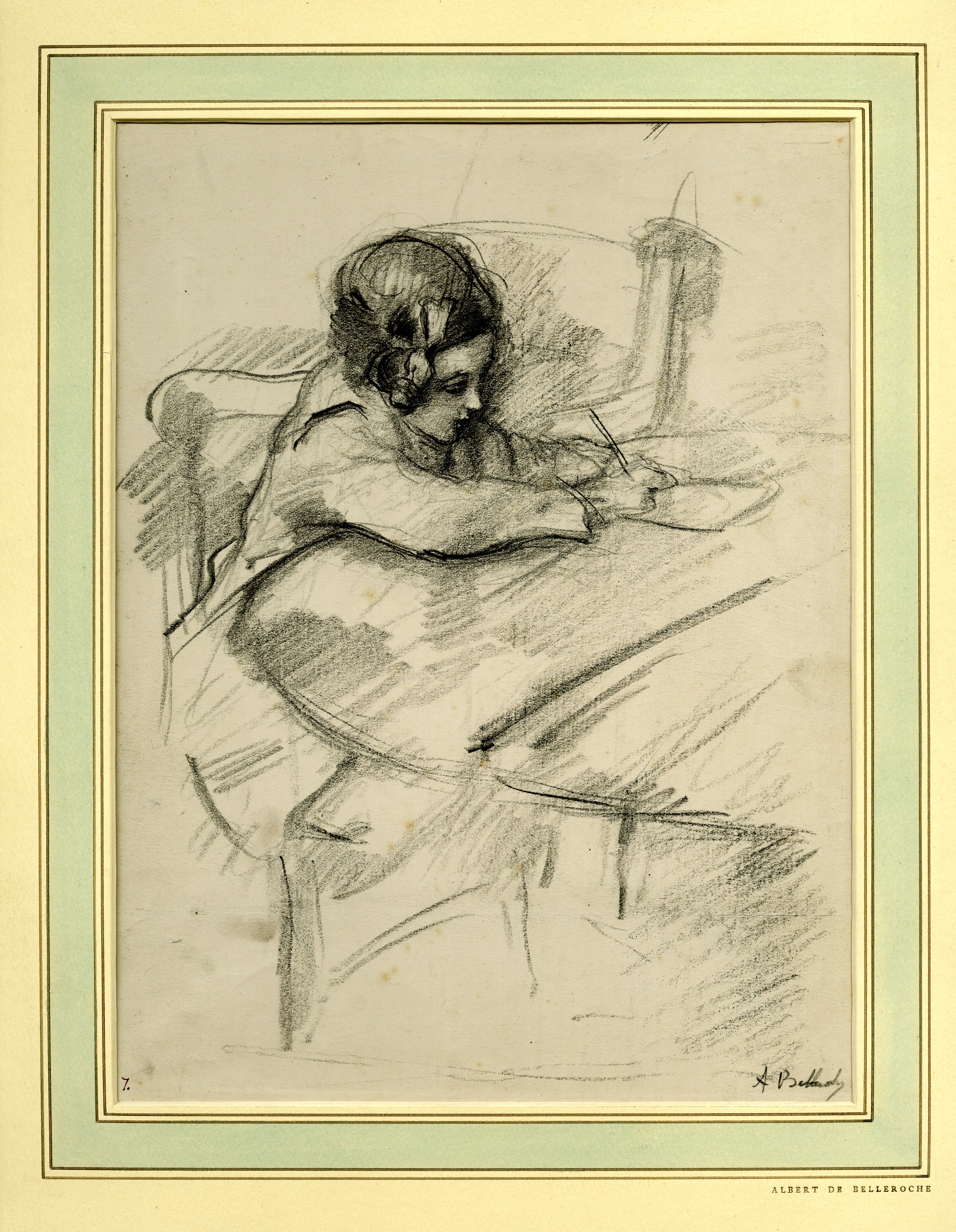 Study of a child seated at a table (circa 1940)