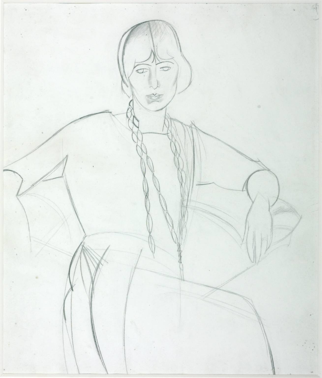 Portrait Sketch: Seated Woman with Beads (1923)
