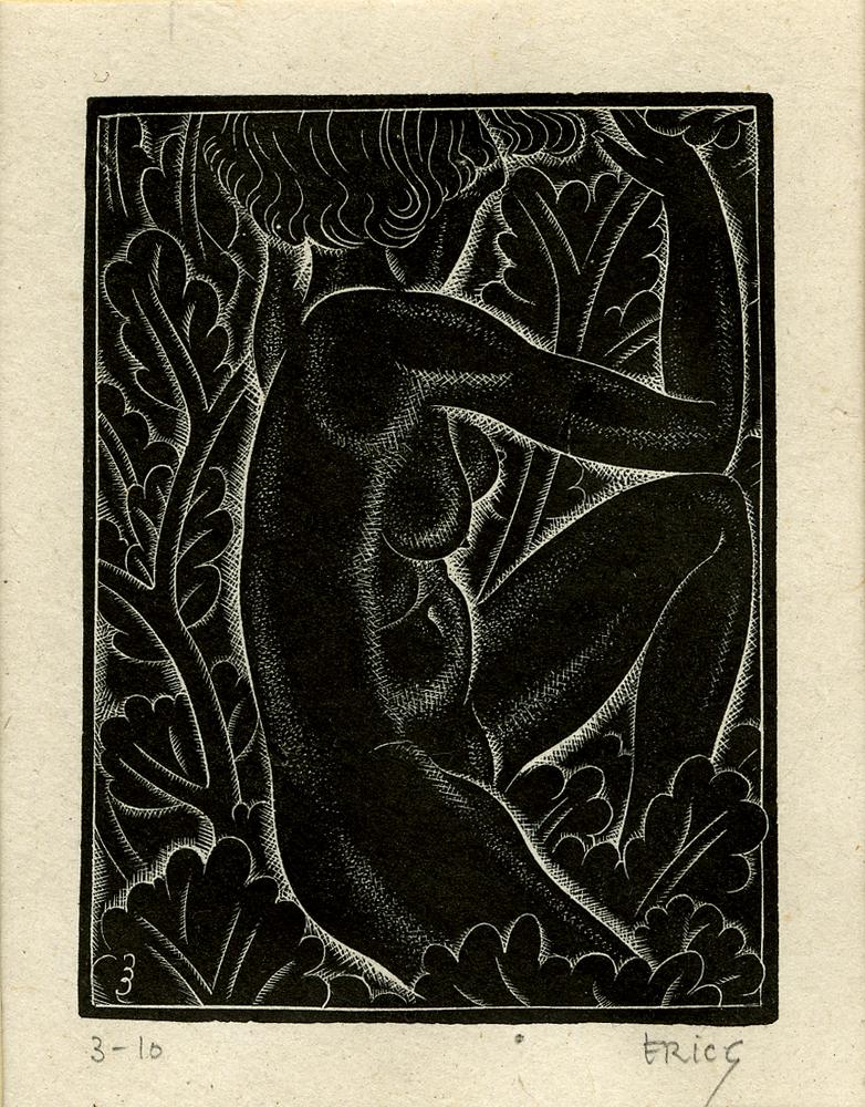Girl sitting in leaves: Belle sauvage I (Illustration The Legion Book) (1929)
