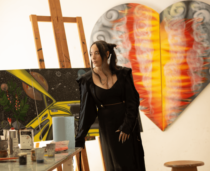 Portrait of the artist Frieda Toranzo Jaeger in her studio