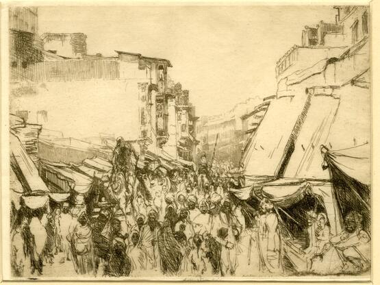 The Bazaar, Grey Day (Jodhpur, India) (Second Indian Plates Series) (1914)