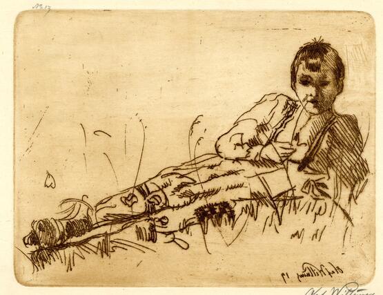 Boy reclining on grass (1919)