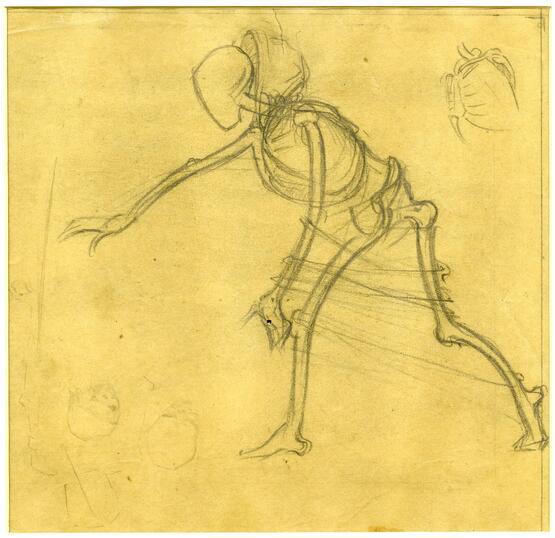 The figure of Death bending; The Dance of Death  (study for a series of seven etchings) (1914-18)