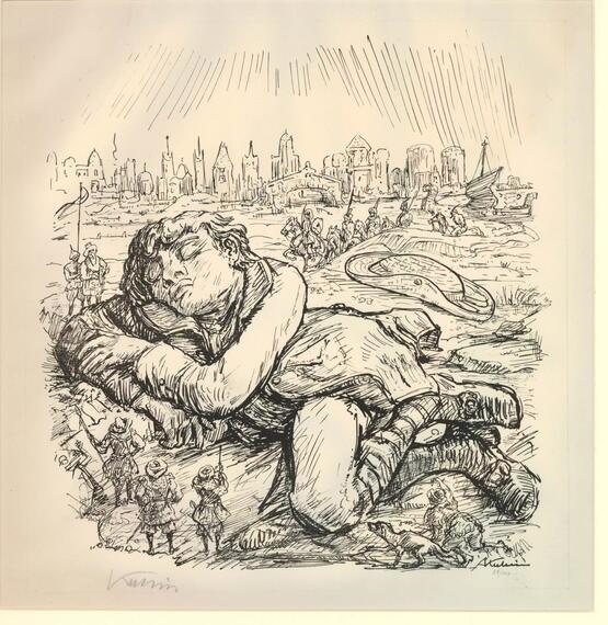 Figure of a giant sleeping (Illustration to Gulliver's Travels, ?) (1939)