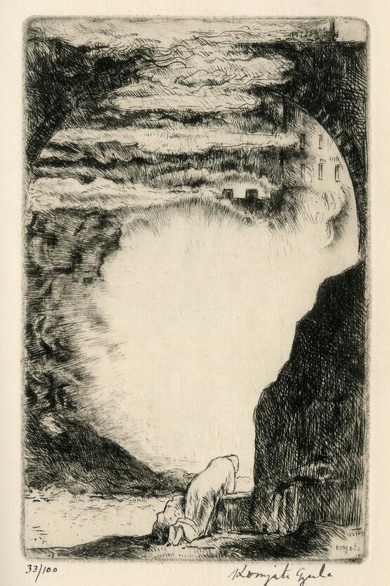 Three of five etchings from Margit Rolla's poems in Ezüstharang (Silverbell) (1938)