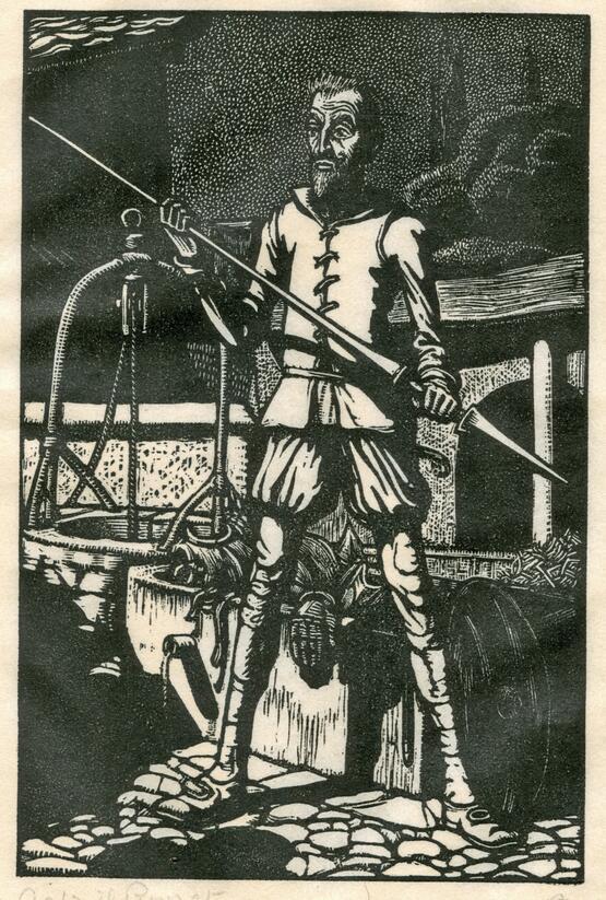 Don Quixote guards his armour (1920s)