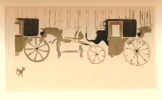 Fiacres en station. La promenade des nourrices, frise de fiacres (Nannies' Promenade series, frieze of carriages) (1899)