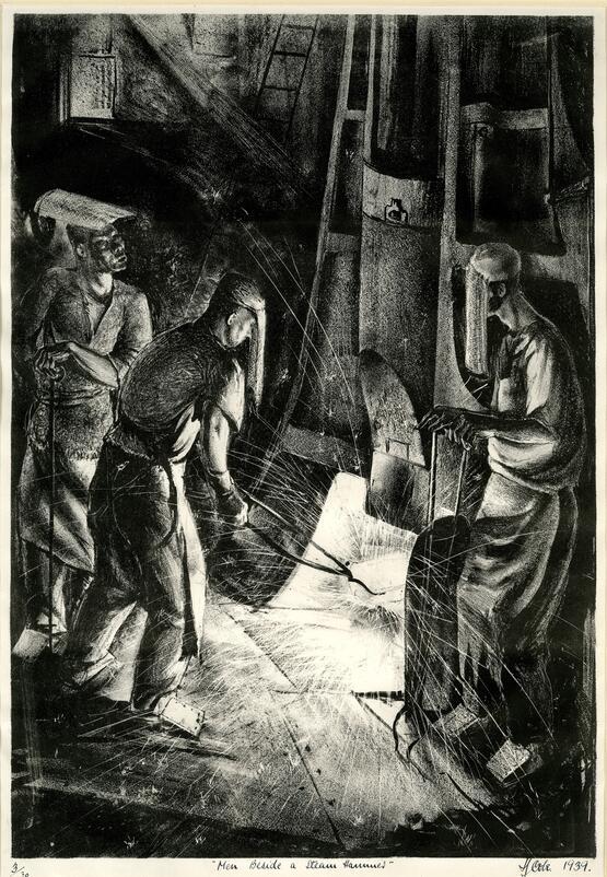 Men beside a steam hammer (1939)