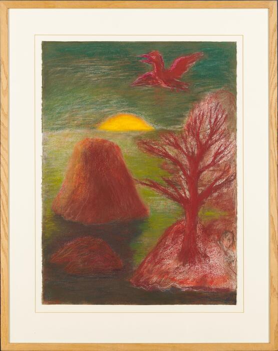Earth, Red, Tree, Bird and  Rocks (1988)