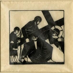 Simon of Cyrene helps Jesus to carry the Cross (Stations of the Cross Series) (1917)