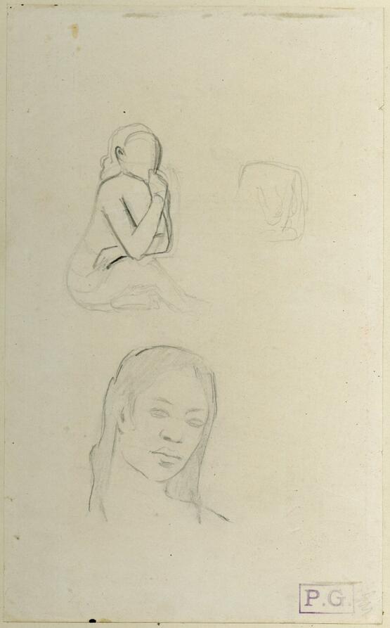 Three studies of a young Tahitian woman (recto) (1891-1903)