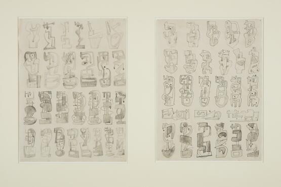 Two sheets of studies for metal sculptures (2) (1934)