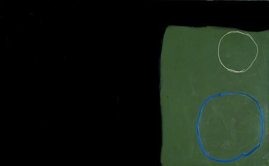 Black and Dull Green with Two Circles (1962)
