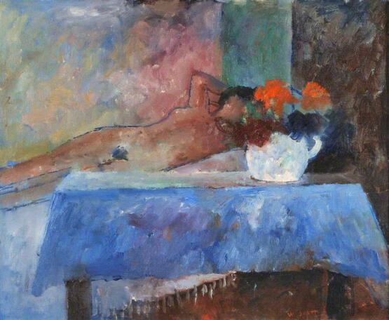 Girl and Blue Table (recto) (1938)