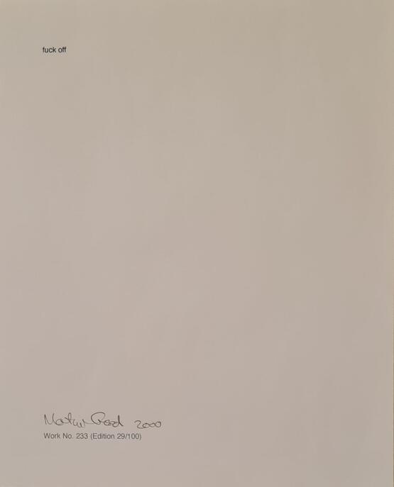 Work No. 235; fuck off (Cubitt Street Studios Portfolio of 20 prints) (2000)