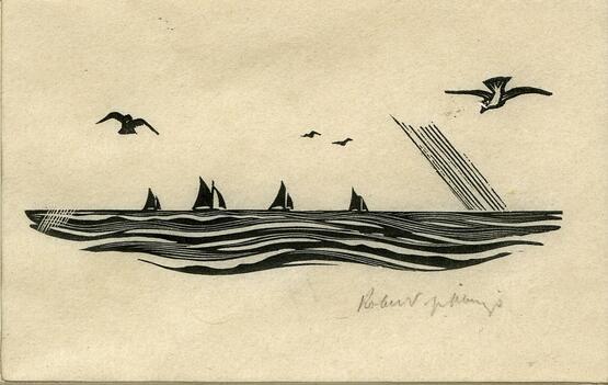 Vignette of yacht sails and gulls (Illustration to Grey's 'Fallodon Papers', London: 1926) (1926)