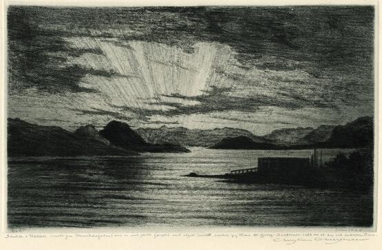 Studie i Rullet, motiv fra Romsdalsforden (Study with roller, motif from Romsdalsfjorden, Norway) (1926)