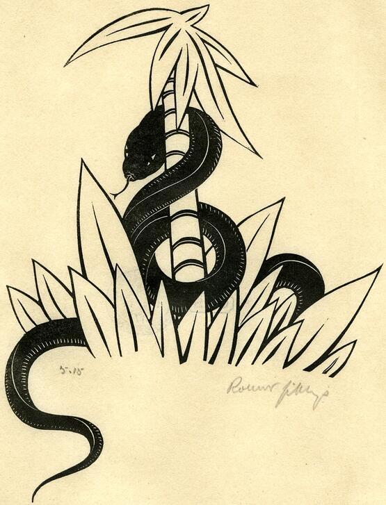Entwined snake (Illustration to Keats' 'Lamia and other Poems', Golden Cockerel Press, 1928) (1928)