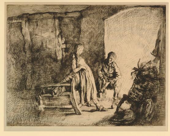 Interior with Catherine standing and Heathcliffe seated (Illustration to Emily Brontë's Wuthering Heights) (1924)
