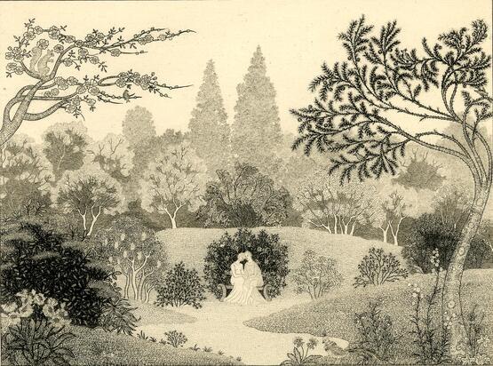 Country Landscape with Trees and a Couple seated (circa 1931)