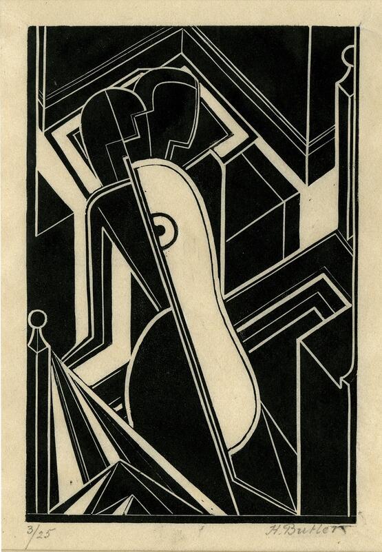 Abstract art deco design with two figures (circa 1930)