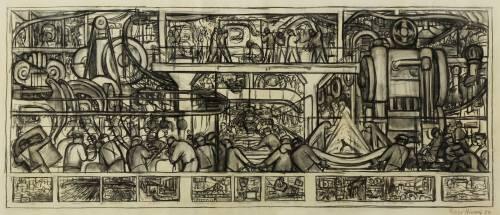 The Assembly of an Automobile (one of four cartoons for the Detroit Industry Murals) (1932)