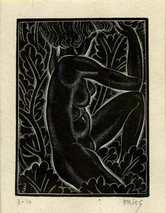 Girl sitting in leaves: Belle sauvage I (Illustration The Legion Book) (1929)