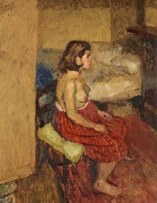 A Model in a Red Skirt, Seated (before 1962)
