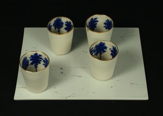 Scott’s Cumbrian Blue(s) – Wallendorf Porcelain Tile with 4 Porcelain Summer Tree ‘Shots’ – Porcelain (2015)