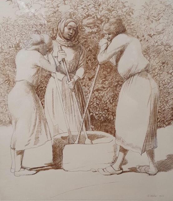 Three girls (Wine Pressing) (1913)