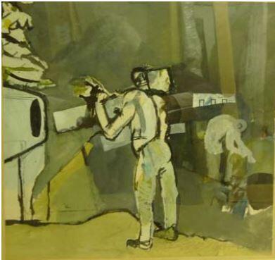 Labourer carrying hod (1954)