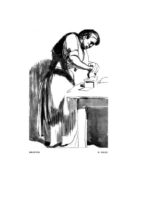 Woman ironing (circa 1913)